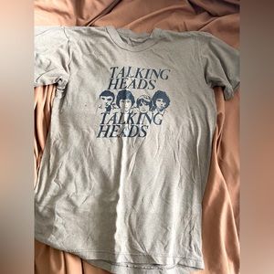 Two band shirts - one vintage Talking Heads shirt, one new Queen shirt.